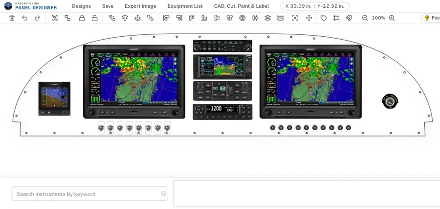 Clicking the plus magnifier four times zooms the panel to 140%; the mouse wheel scrolls it; clicking the percentage fits it back to the window