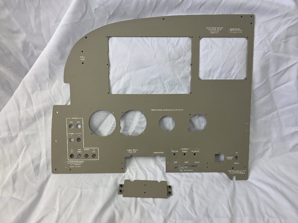 Piper PA-46-350P instrument panel, cut, coated and engraved