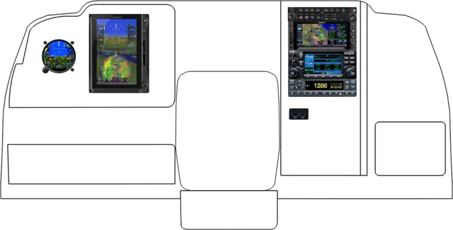 A Beechcraft Baron 55 instrument panel with the Garmin G500 and G600 TXi