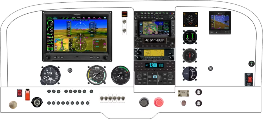 A Cessna 172 instrument panel design