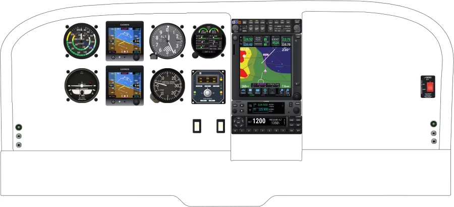 A Cessna 172 instrument panel design
