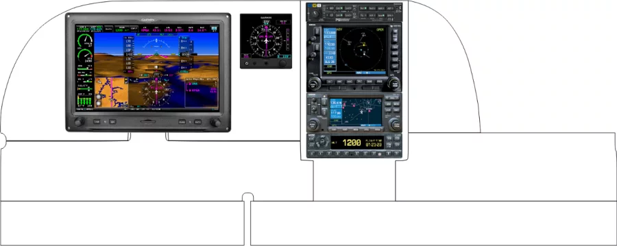 A Cessna 177 Cardinal instrument panel with the Garmin G3X Touch