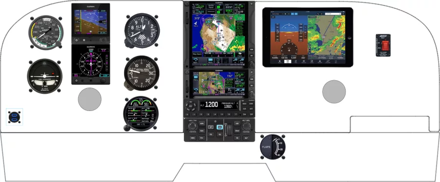 A Cessna 182P, Q, R, R182, TR182 instrument panel with the Garmin G3X Touch