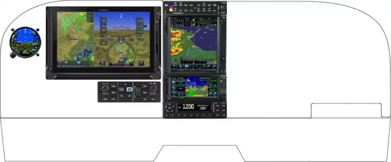 A Cessna 182P, Q, R, R182, TR182 instrument panel with the Garmin G500 and G600 TXi