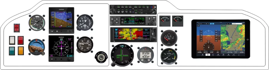 A Piper Aircraft PA22-108 instrument panel design