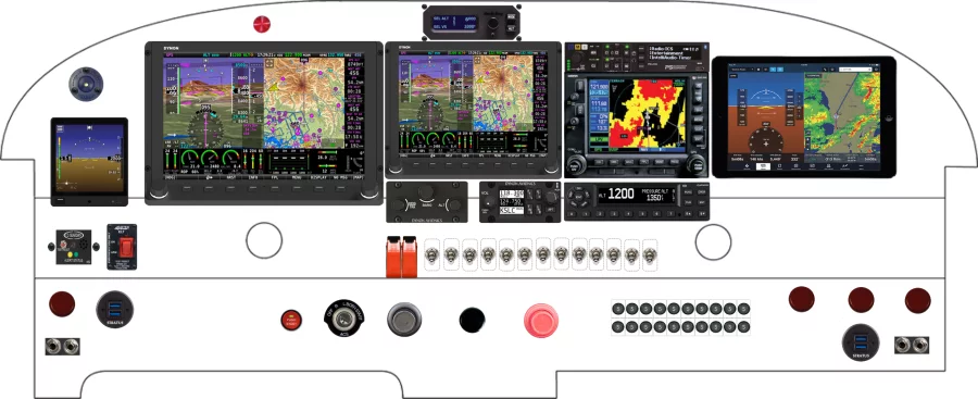 A Piper Aircraft PA-28 instrument panel with the Dynon SkyView HDX