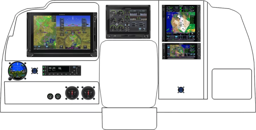 A Beechcraft Baron 55 instrument panel with the Garmin G500 and G600 TXi