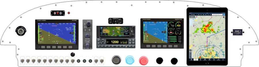 An instrument panel design with the Dynon SkyView Classic and Touch, and the D series