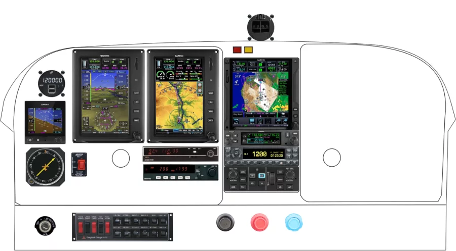 A Cessna 180 / 185 instrument panel with the Garmin G3X Touch