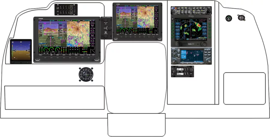 A Beechcraft Baron 55 instrument panel design