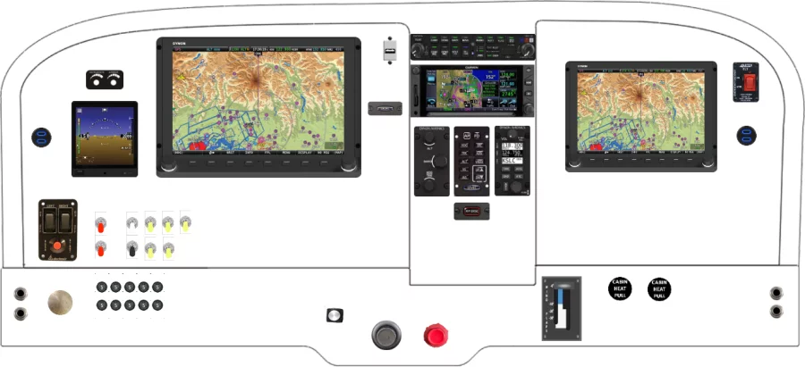 A Cessna 172 instrument panel design