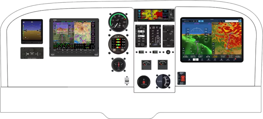 A Cessna 172 instrument panel with the Dynon SkyView HDX
