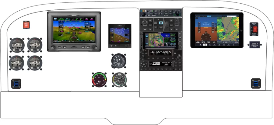 A Cessna 172 instrument panel design