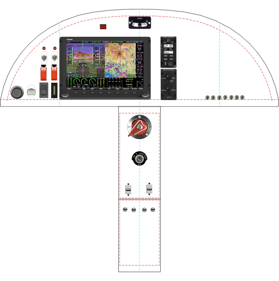 A Zenith Aircraft Company STOL CH 750 instrument panel with the Dynon SkyView HDX