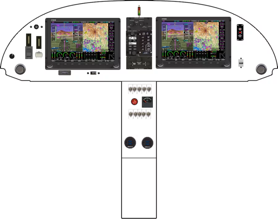 A Zenith Aircraft Company CH 750 Cruzer instrument panel with the Dynon SkyView HDX