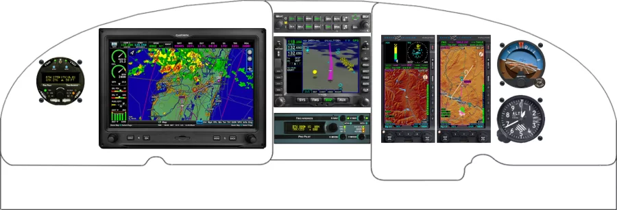 An Mooney M20C M20E M20F instrument panel with the Garmin G3X Touch