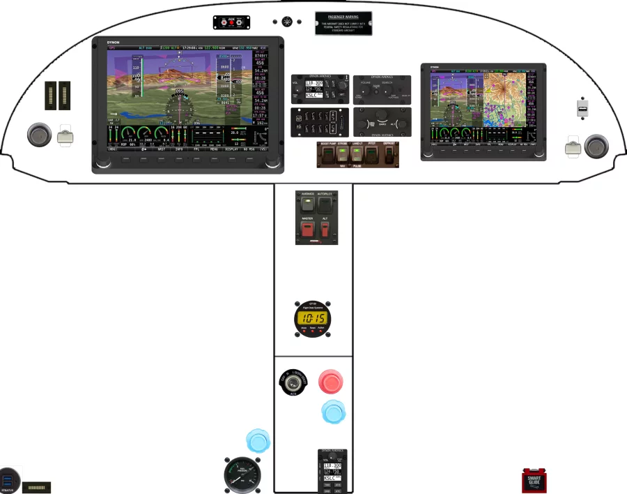 A Zenith Aircraft Company CH 750 Cruzer instrument panel with the Dynon SkyView HDX