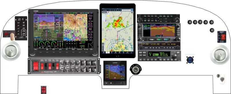 A Velocity Aircraft Velocity instrument panel with the Dynon SkyView HDX