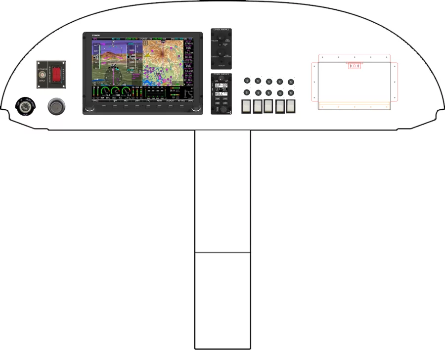 A Zenith Aircraft Company CH 750 Cruzer instrument panel with the Dynon SkyView HDX