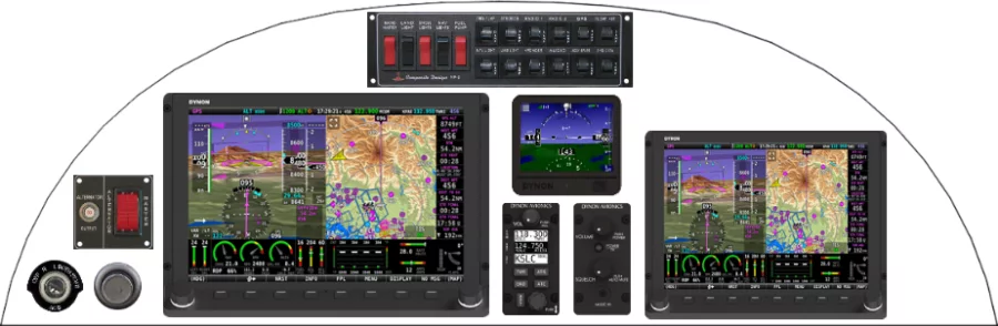 A Zenith Aircraft Company STOL CH 750 instrument panel with the Dynon SkyView HDX