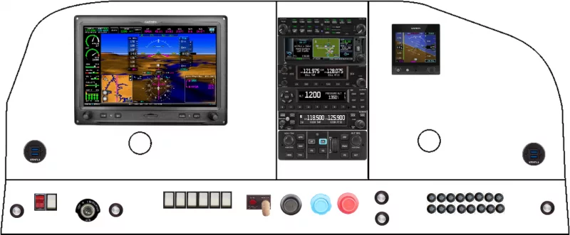 A Cessna 177 Cardinal instrument panel with the Garmin G3X Touch