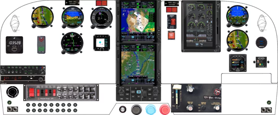 A Cessna 182P, Q, R, R182, TR182 instrument panel with the Garmin G500 and G600 TXi