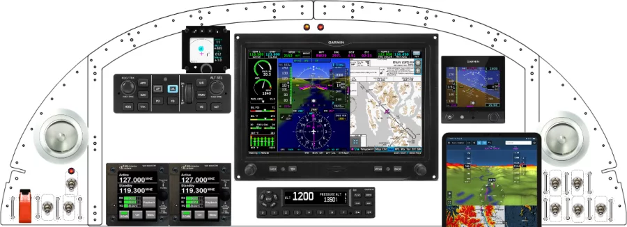 An Van's Aircraft RV-8 instrument panel with the Garmin G3X Touch