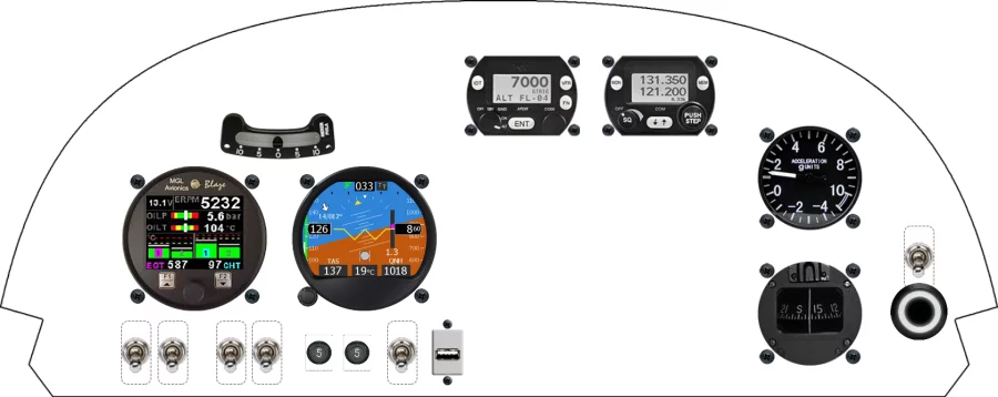A Mustang Aeronautics Midget Mustang instrument panel design