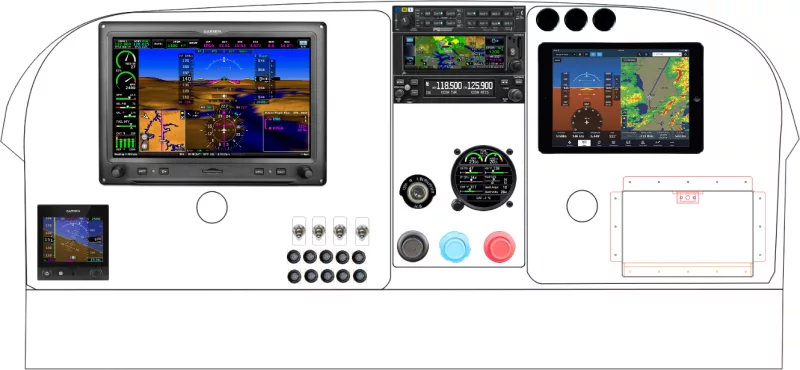 A Cessna 180 / 185 instrument panel with the Garmin G3X Touch