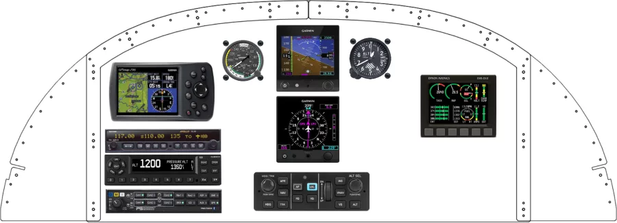 An Van's Aircraft RV-8 instrument panel with the Dynon D10