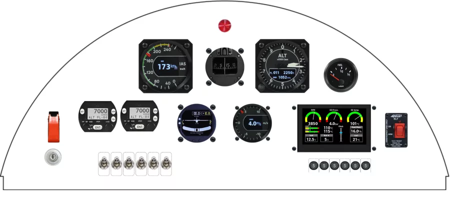 An Fisher Flying Products R-80 Tiger Moth instrument panel design