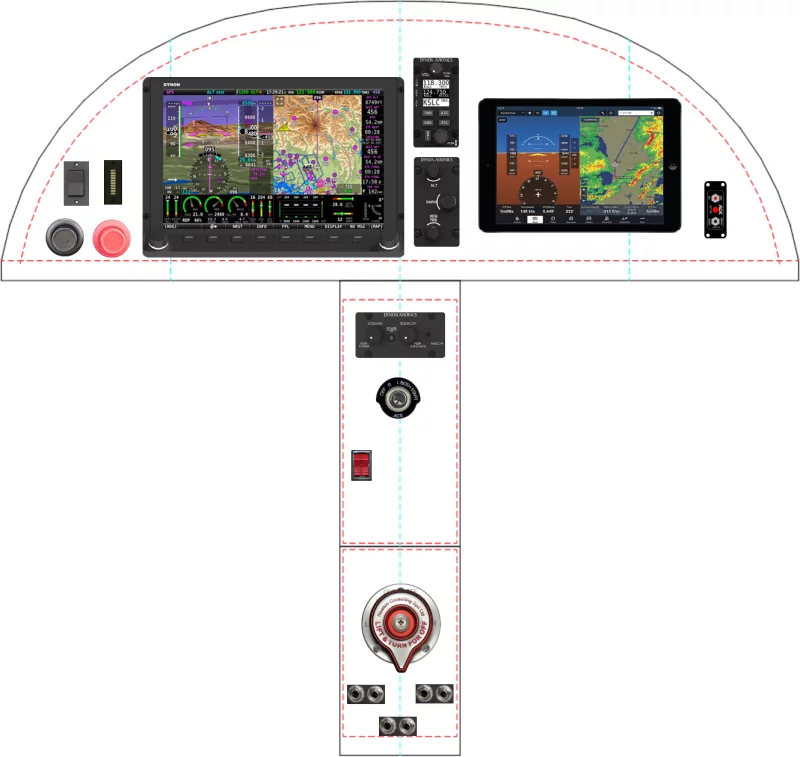 A Zenith Aircraft Company STOL CH 750 instrument panel with the Dynon SkyView HDX