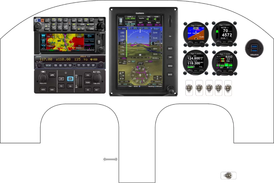 A Rutan Long-Ez instrument panel with the Garmin G3X Touch