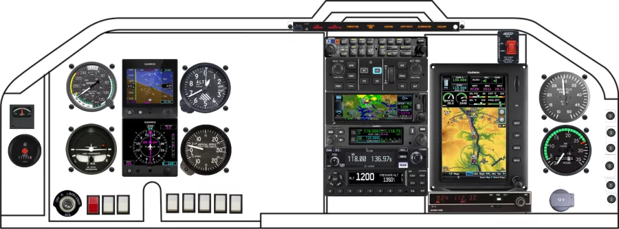 An Mooney M20J instrument panel with the Garmin G3X Touch
