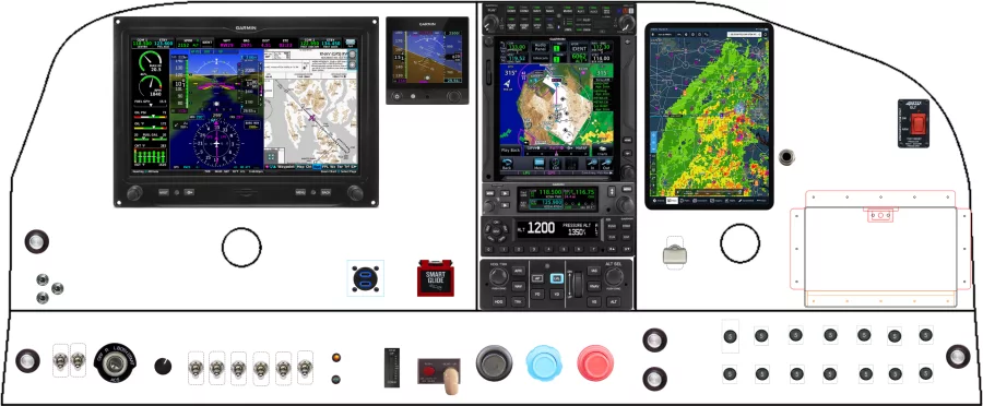 A Cessna 177 Cardinal instrument panel with the Garmin G3X Touch