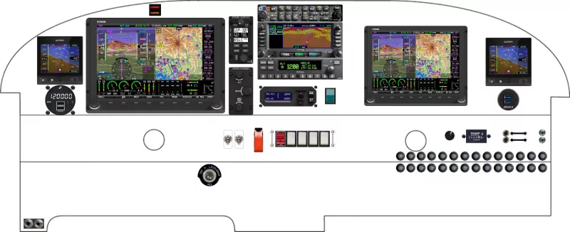A Piper Aircraft PA-28 instrument panel with the Dynon D10