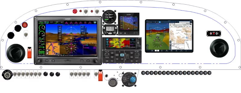 An RANS Aircraft S-20 / S-21 instrument panel with the Garmin G3X Touch