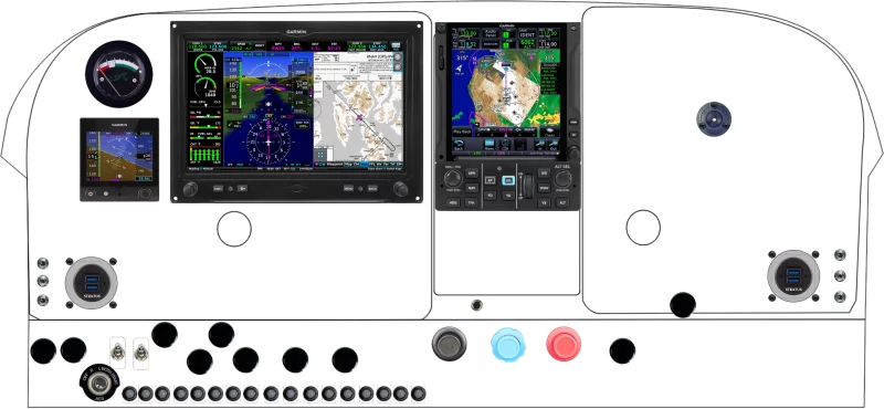 A Cessna 180 / 185 instrument panel with the Garmin G3X Touch