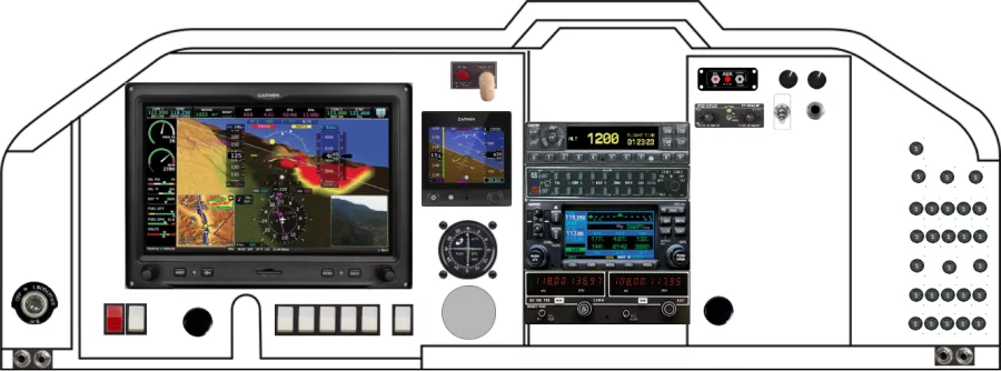 An Mooney M20J instrument panel with the Garmin G3X Touch