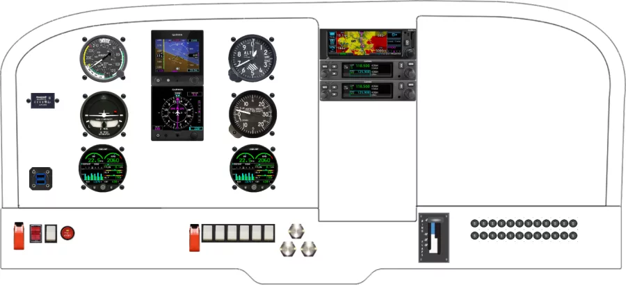 A Cessna 172 instrument panel design