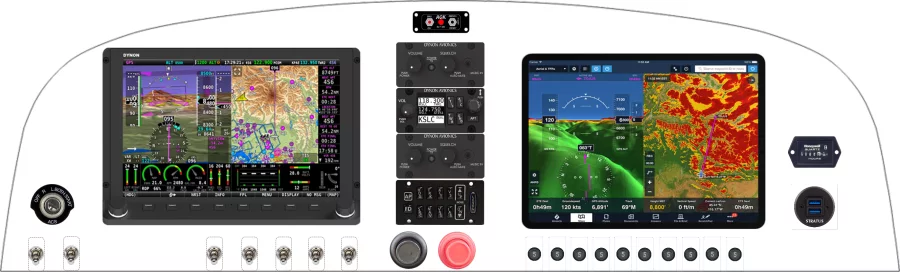 A Kitfox Aircraft Model 5/7 instrument panel with the Dynon SkyView HDX