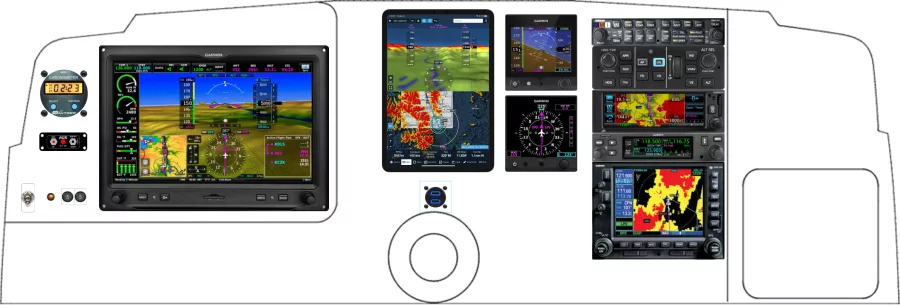 An Beechcraft A36 instrument panel with the Garmin G3X Touch