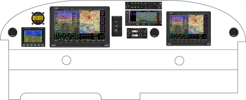 A Piper Aircraft PA-28 instrument panel with the Dynon D10