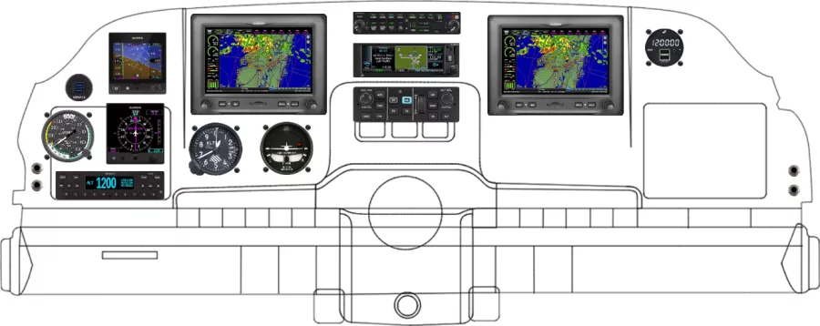 A Beechcraft Model 35 instrument panel with the Garmin G3X Touch
