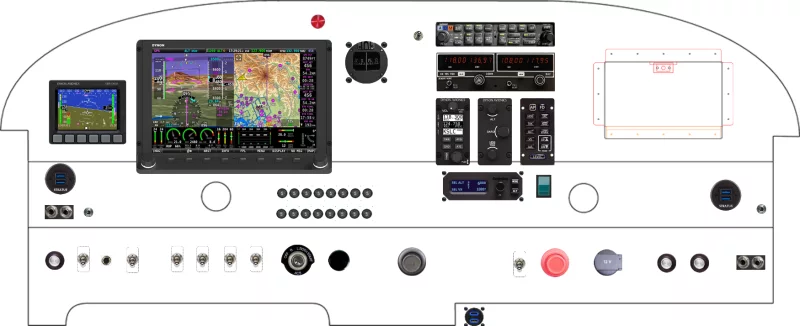 A Piper Aircraft PA-28 instrument panel with the Dynon D10
