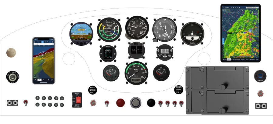 A Cessna 120 instrument panel design