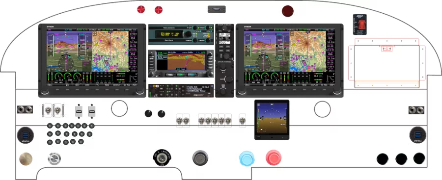 A Piper Aircraft PA-28 instrument panel with the Dynon D10