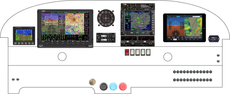 A Piper Aircraft PA-28 instrument panel with the Dynon D10