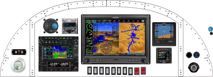 An Van's Aircraft RV-8 instrument panel with the Dynon D10