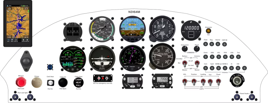 An instrument panel design with the uAvionix AV-30 and AV-20